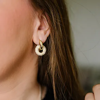 Bilde nummer 2 av Liz øreringer i forgylt messing med krystaller