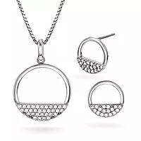 Pan Jewelry, Smykkesett i 925 sølv med zirkonia og sirkel