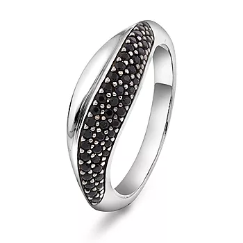 Pan Jewelry, Ring i sølv med sort zirkonia
