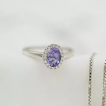 Bilde nummer 2 av Pan Jewelry, Ring i 585 hvitt gull med diamanter 0,12 ct og tanzanitt