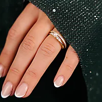 Bilde nummer 2 av 2-i-1 Modena ring i 925 forgylt sølv med zirkonia og perle