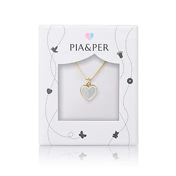 Bilde nummer 2 av Smykke til barn i 925 forgylt sølv med hvitt hjerte