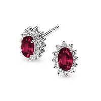 Gold Collection, Øredobber i 585 hvitt gull med diamant 0,28 ct og rubin