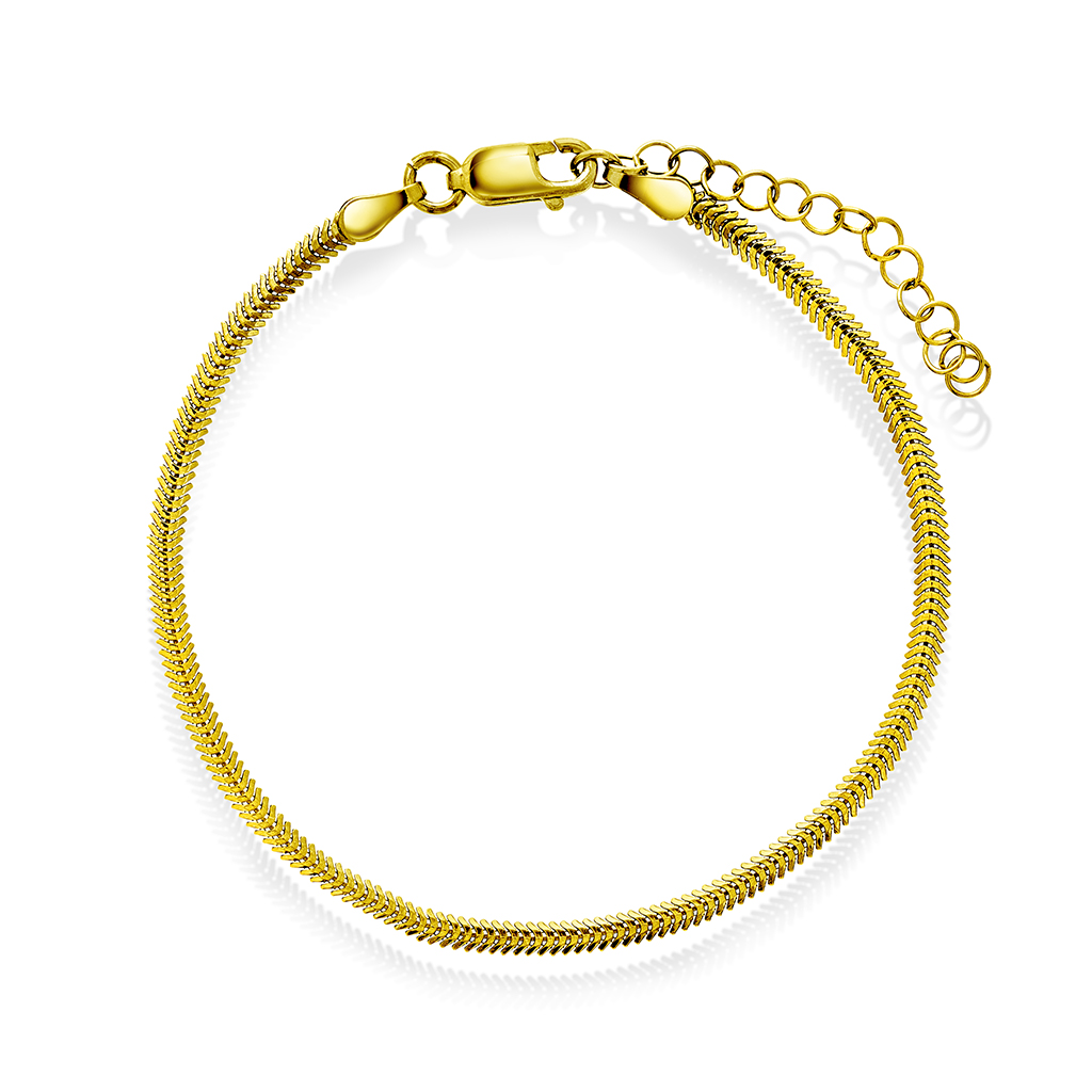 Oval slangearmbånd i 925 forgylt sølv, 19 cm