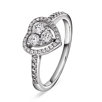 Pan Jewelry, Ring med hjerte i 925 sølv med zirkonia