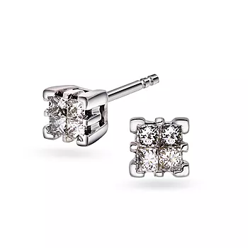 Pan Jewelry, Øredobber i 585 hvitt gull med diamanter 0,25 ct