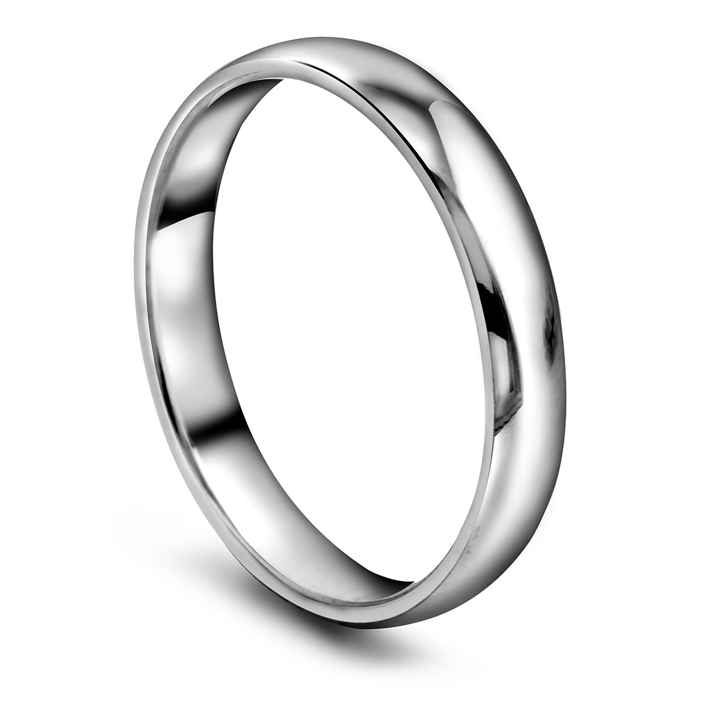 Giftering i 585 hvitt gull | 3 mm bredde