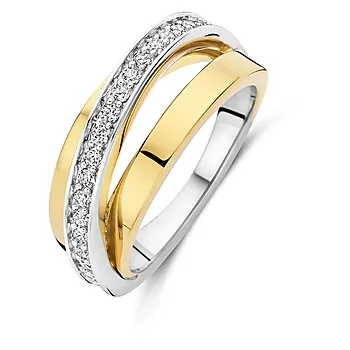 Ring i 925 forgylt sølv med zirkonia