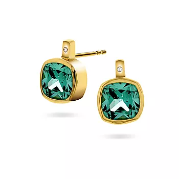 Pan Jewelry, Øredobber i forgylt 925 sølv med grønn zirkonia