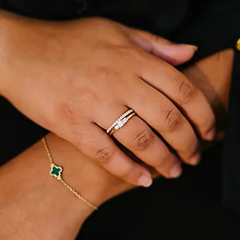 Bilde nummer 4 av 2-i-1 ring i 925 forgylt sølv med zirkonia