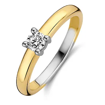 Ti Sento, Solitaire ring i forgylt 925 sølv med zirkonia