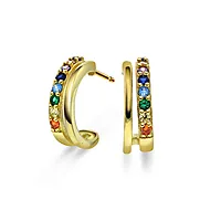 Pan Jewelry, Øredobber i forgylt 925 sølv med farget zirkonia