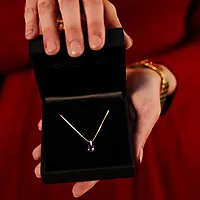 Bilde nummer 3 av Aurora diamantanheng i 585 gult gull 0,03 og ametyst