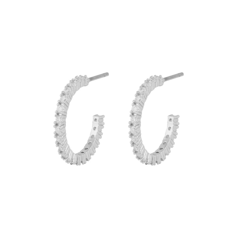 Snö Of Sweden Envy Thin Oval Earring Silver/Clear Onesize