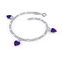 Pia&Per, Armbånd i 925 sølv med charms av lilla emalje hjerter