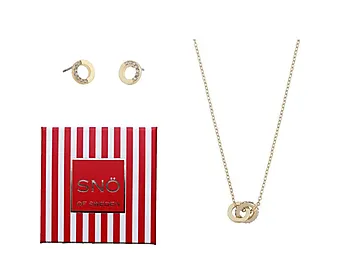 Carol smykkesett i forgylt messing med zirkonia