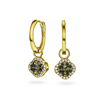 Pan Jewelry, Ivy øreringer i forgylt 925 sølv med oliven zirkonia