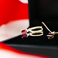 Bilde nummer 7 av Michelle diamantøredobber i 585 gult gull 0,08 ct med rhodolitt