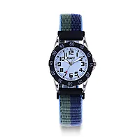 Barneklokke med blågrønn borrelåsrem