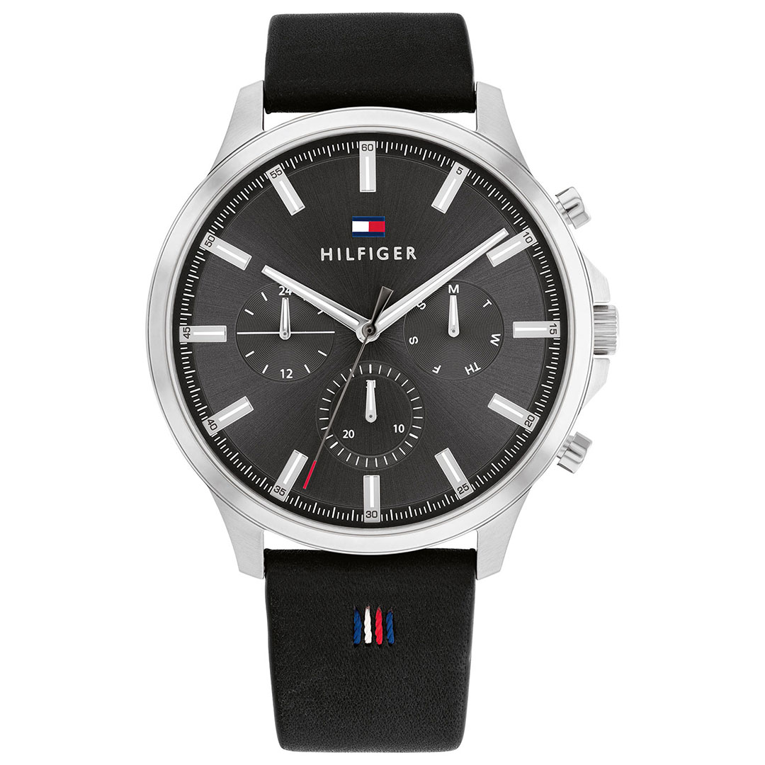 Tommy Hilfiger Ryder 1710495 -  Kvarts - Sølv - Herreklokker - Skinn - Mineral