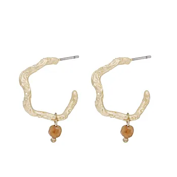 Cat øreringer i forgylt messing med glassperle