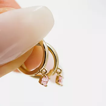 Bilde nummer 3 av Pan Jewelry, Øredobber i 585 gult gull med rosa zirkonia