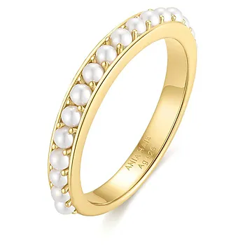 Ring i 925 forgylt sølv med skjellperler