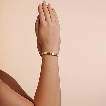 Bilde nummer 2 av Brick armbånd i forgylt messing med strikk