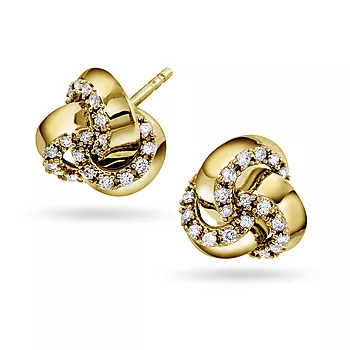 Pan Jewelry, Øredobber i 585 gult gull med knute og diamanter 0,20 ct