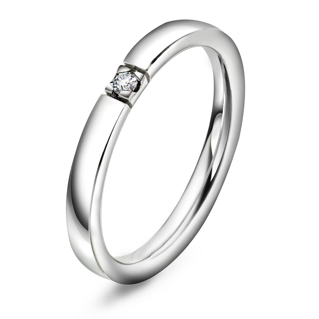 Pan Jewelry, Lady alliansering i 585 hvitt gull med diamant 0,03 ct TWSI