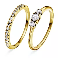 Pan Jewelry, 2-i-1 ring i 925 forgylt sølv med zirkonia