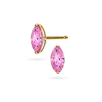 Pan Jewelry, Øredobber i 585 gult gull med lys rosa zirkonia