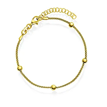 Pan Jewelry, Armbånd i forgylt 925 sølv med kuler, 19 cm