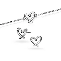Pan Jewelry, Smykkesett med armbånd og øredobber i 925 sølv med hjerte