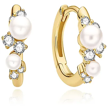 Øreringer i 925 forgylt sølv med skjellperler