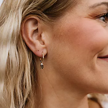 Bilde nummer 2 av Michelle diamantøreringer i 585 gult gull 0,08 ct med røykkvarts