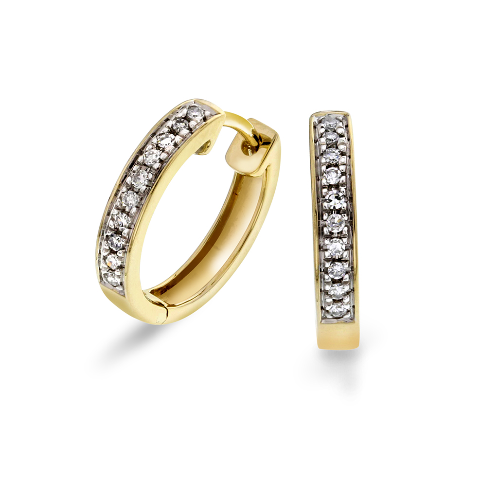 Pan Jewelry, Øreringer i 585 gult gull med diamanter 0,10 ct
