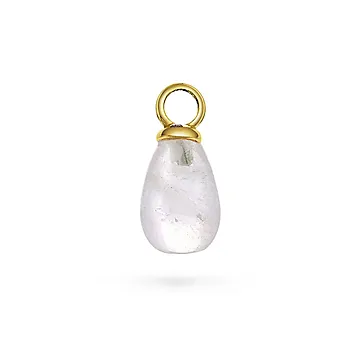 Crystal Clear charms i 925 forgylt sølv med bergkrystall