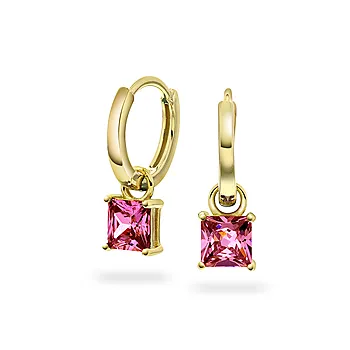 Pan Jewelry, Øreringer i forgylt sølv med rosa zirkonia