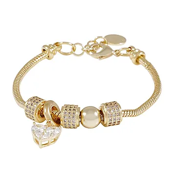 Snö of Sweden, Cicce armbånd i forgylt messing med zirkonia og charms