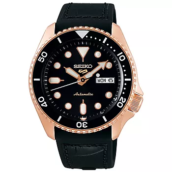 Seiko, 5 Sports Automatic herreklokke med sort silikonrem