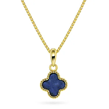 Pan Jewelry, Kløver smykke i forgylt 925 sølv med havblå lapis lazuli