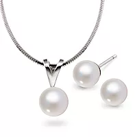 Pan Jewelry, Smykkesett i 925 sølv med zirkonia og perle