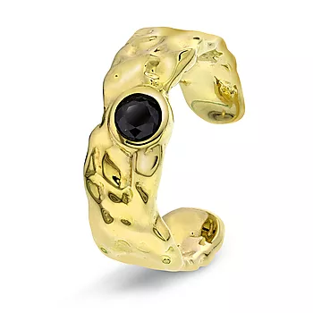 Stone ring i 925 forgylt sølv med sort zirkonia