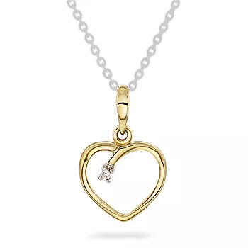 Pan Jewelry, Anheng i 585 gult gull med hjerte og zirkonia
